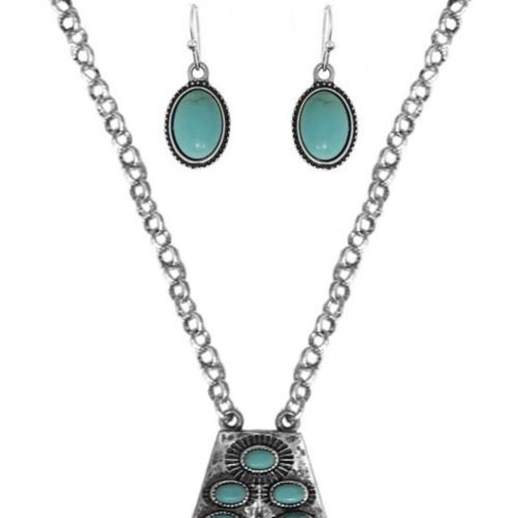 Turquoise Initial Necklace Set - Picture 2 of 4